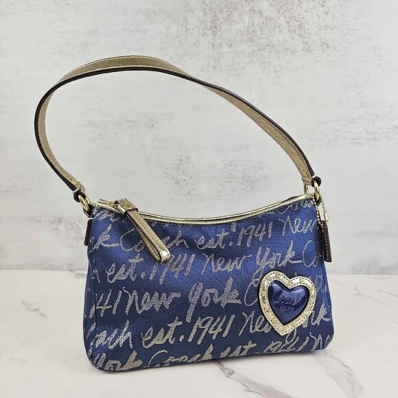 Coach Poppy New York Script Y2K Baguette Shoulder Bag - Picture 2 of 11